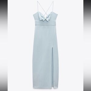 Light Blue Midi Dress with Bow